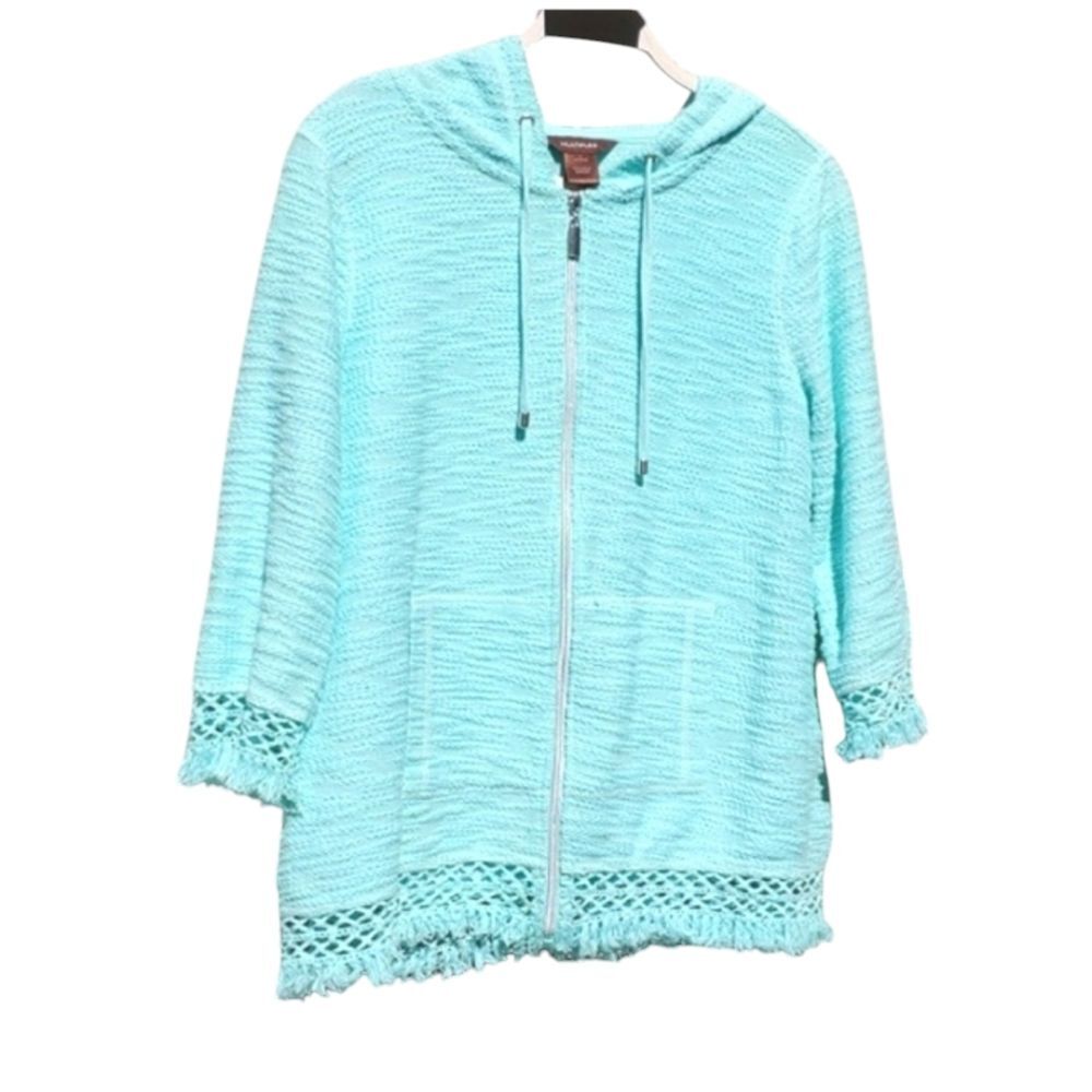 MULTIPLES Spring Hoodie Mint Green Zip Jacket Medium